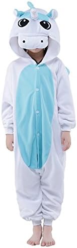 Kids Unicorn Onesies Kigurumi Animal Costume (125#(55-59 inch), Blue White Unicorn)