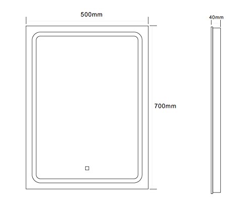 Badspiegel Lichtspiegel GS041 mit LED-Beleuchtung Touch-Schalter Wandspiegel 50x70cm Tageslichtweiß IP44 - 5