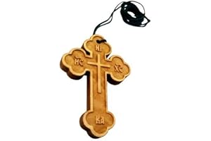 IconsGr Kristet ortodoxt grekiskt religiöst hänge halsband med träkors/32