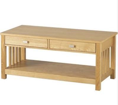 Ashmore Ash Veneer 2 Drawer Coffee Table with Slatted Slides - Perfect Coffee Tables For Any Hallway, Living Rooms, Dining Room, Conservatory and Bedroom