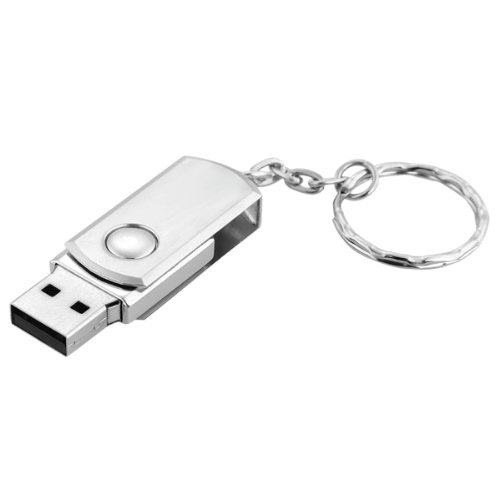 Llavero con memoria flash USB de 64 GB, color plateado