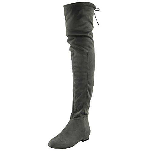 Womens Ladies Thigh High Over The Knee Low Heel Flat Desertcart