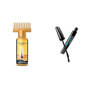 Indulekha Bhringa Hair Oil, 100ml And Lakme Eyeconic Lash Curling Mascara, Black, 9ml