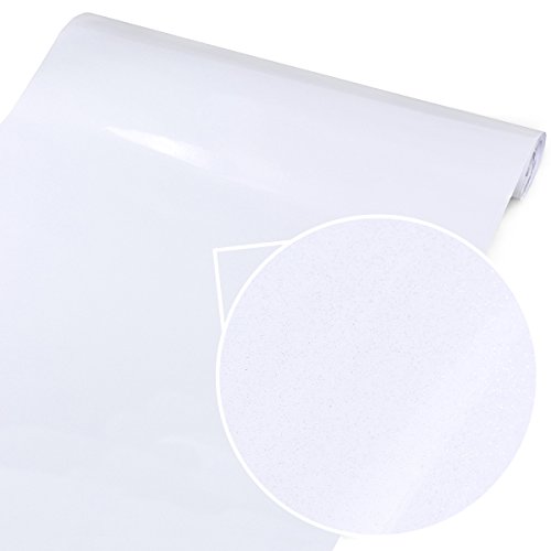 61cm Rolle – 10m (Laufmeter) weiß mit Glitzer Selbstklebend Möbelfolie Klebefolie Bastelfolie Plotterfolie Schrankfolie Dekofolie Küchenfolie - 3