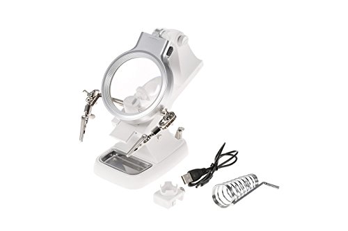 KKmoon 3X 4 5X Lupa LED Soldadura con Sostenedor Clip Cocodrilo Clamp Reparaci  n de Soldadura Herramienta de Aumento M  ltiples Funciones