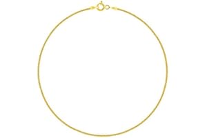 PLANETYS - Chaîne de Cheville Argent 925/1000 Plaqué Or Jaune 18 Carats Maille Spiga Largeur: 1 mm