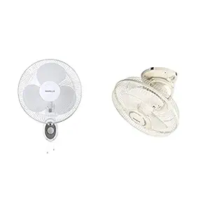 Havells Platina 400mm Wall Fan (White) + Havells Ciera 300mm Cabin Fan (Ivory)