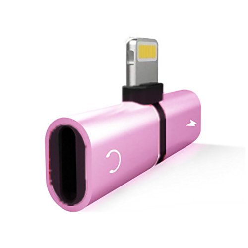 NiceButy Adaptador para Adaptador Mini-Jack 3.5 mm Enchufe Audio Adaptador 2 en 1 Adaptador Cargador para Auriculares Audio para iPhone 7 8 x (Rosa)