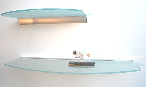 Glasregal 50 cm oval gerundet /8mm satiniertes Glas Wandprofil LINO8 Alu silber / Glasablage - 4