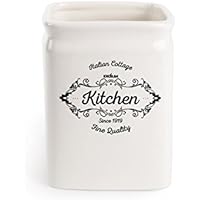 Excelsa Fine Quality Porta Utensilios, Cerámica, Blanco