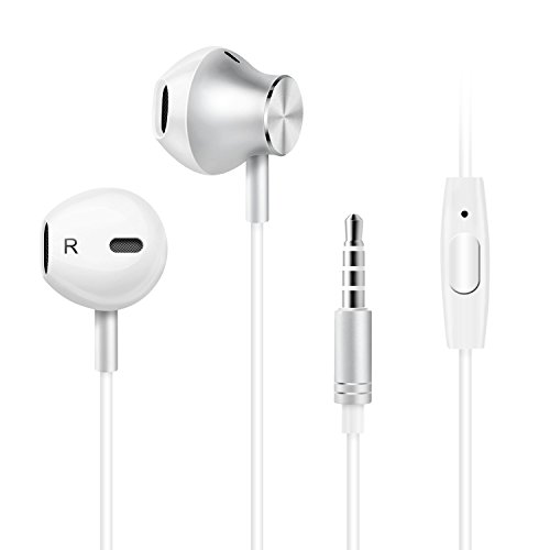 Auricolari In Ear,SENDIS Cuffie In-Ear Stereo Universale con Microfono per iPhone, Smartphone Android, Tablet ecc - Bianco