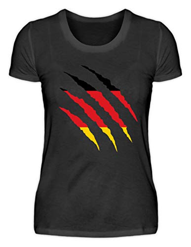 Deutschland WM Fan Tshirt Deutsche Nationalmannschaft Shirt Trikot – Damenshirt -XXL-Schwarz