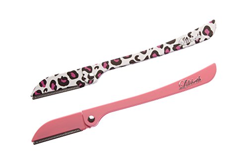 Lilibeth of New York Brow Shaper Set of 2 Pink (Leopard Print Collection) Hygienic, Portable, Pain Free Hair Removal and Dermaplaning Tool. Suitable for all hair and skin types.