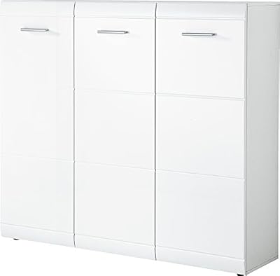 Germania Meuble á chaussures 3523-84 GW-Adana coloris Blanc, avec façades brillantes, l/h/p env. 134/120/36 cm