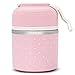 Produktbild eqikde Bunte Thermische Brotdose-Edelstahl-Nahrungsmittelvorratsbehälter-Kasten auslaufsicherer Nahrungsmittelkasten-Picknick-Kasten pink 3 Layer