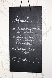 MEMOBOARD von Vabelly aus Schiefer Kreidetafel 60x30cm Schieferplatten Landhaus