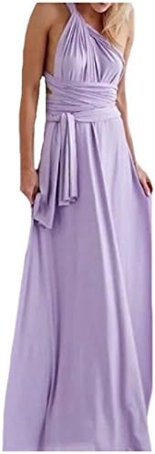 Aprilley Women's Multi Way Convertible Wrap Bridesmaid Long Dress -  Purple - 