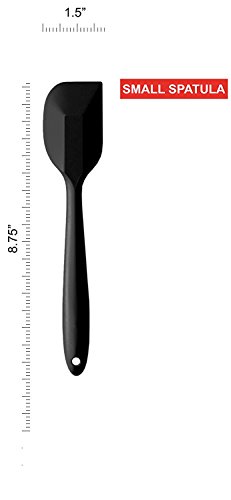 4 Silikon Spatel Hitzebeständig Spatulas Schwarz Rot BPA Frei Silikon Teigschaber Schwarz Rot Set Nicht-Stick, Einem Kern Edelstahl und Nahtloses Einteiliges Design - 4