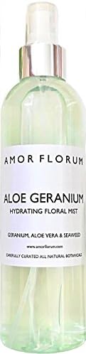 HYDRATING ALOE & FLOWER WATER SPRITZ - ALOE GERANIUM - 250ml - by AMOR FLORUM. Finest, Vegan, Cruelty Free. Use as a cleanser, toner, primer and to scent and cool. With no added perfume.