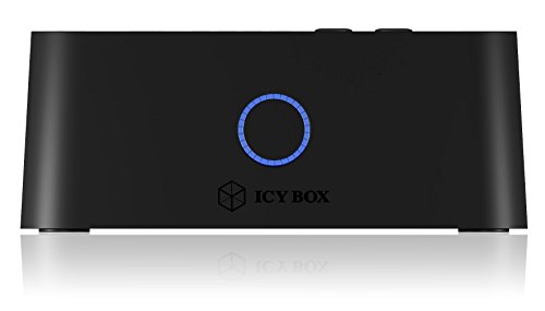 Icy Box IB-123CL-U3 2-fach Dockingstation für 2,5″ (6,35 cm) und 3,5″ (8,9 cm) SATA HDD/SSD mit USB 3.0 (UASP), Klonfunktion und JBOD (schwarz) - 3