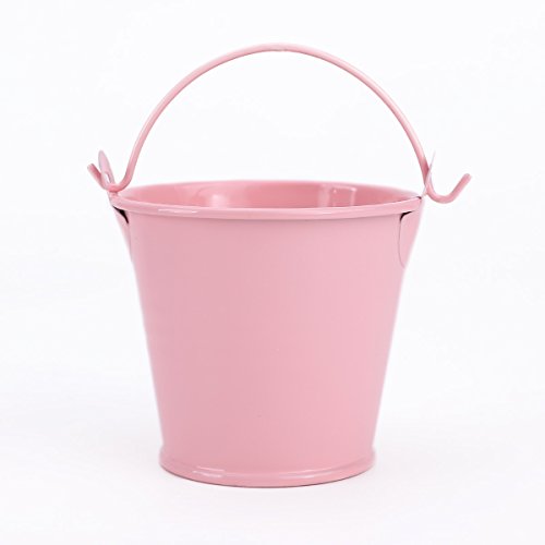 12 x Mini Eimer Rosa Gastgeschenk Hochzeit Party Taufe Süßigkeiten Bonbons Tischdeko Bonboniere Mit Tragegriff - 3