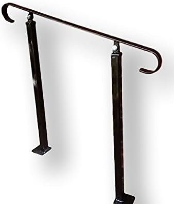 Wrought Iron Plain Handrail on Two Bolt Down Posts - Adjustable