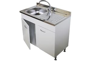 Arredobagno e Cucine Mobile sottolavello bianco, 2 sportelli per lavello inox cm.90 (non compreso)