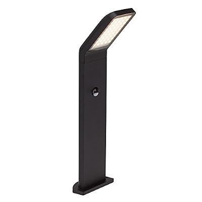 Lightbox Luminaire d'extérieur 9W LED moderne pour socle/plinthe, lampe de chemin avec détecteur de mouvement, IP 44,600 Luminosité, 3000K blanc chaud, aluminium / verre, noir