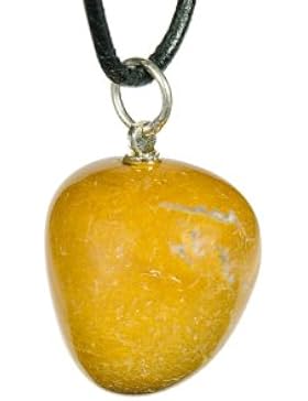 Jaspis gelb Schmuck-Anhänger mit versilberter Öse