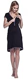 Happy Mama. Damen Umstands-Nachthemd mit Stillfunktion. Stillshirt Kurzarm. 981p - 5