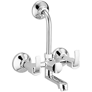 ALTON QBA9085 Brass Wall Mixer With Provision For Over Head Shower and 125mm Long Bend Pipe (Chrome)