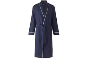 The Savile Row Company London Men's Lightweight Soft Cotton Waffle Kimono Bathrobe Dressing Gown