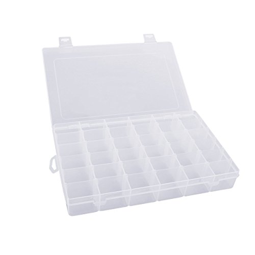 westeng 1 Verstellbare 24-grid Transparente Jewelry Organizer Box Container Fall mit herausnehmbaren Trennwänden