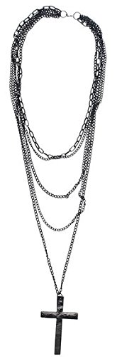 JewelTime Multi-Capa Fashion Retro Cadena lámpara de Techo de Cruz Metal con Larga Cadena y
