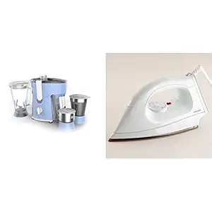 Philips Amaze HL7576/00 600-Watt Juicer Mixer Grinder + Philips HI114 1000-Watt Golden American Heritage Soleplate Dry Iron