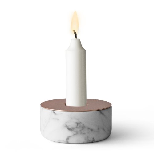 Menu 5611019 Kerzenständer Chunk aus Marmor, S, Höhe 5 cm, Durchmesser 8 cm, kupfer