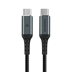 MoArmouz USB-C to USB-C 100W Fast Charging 20V/5A Rugged Braided 6.6ft/2m E-Marker PD Cable for MacBook Pro 2021-2016, Air 2021-2018, iPad Pro 12.9/11/Air 4, Dell XPS 13/15, Samsung S21/Tab S7+/FE/S7