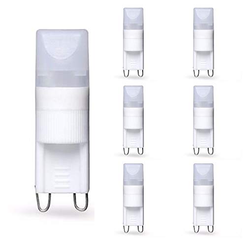 Tecno & Led - 6x Lampadine led G9 2W Equivalente alogeno 33W Angolo a fascio 360° risparmio energetico Classe efficienza A+ (Bianco freddo 6000k)