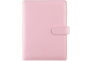 Frogetu Segregator A5 ze skóry PU, segregator na 6 pierścieni, pojemność 80 stron, kolor różowy