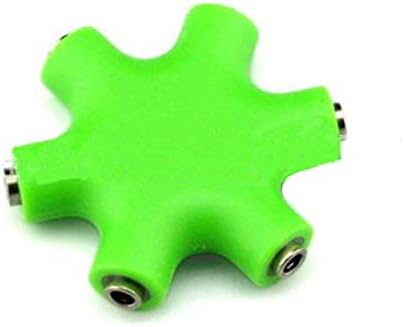 CooPro 6-Way 3.5mm Stereo Audio Headset Hub Box Splitter Up to 5 Headphones to iPod MP3 Player Music Sharing Device with Stereo Cable -Green