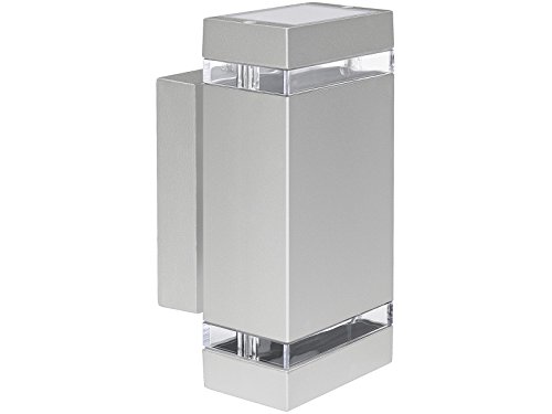 LED Wandlampe up & down Außen-Wandleuchte IP44 Aufbau-Leuchte Alu silber grau, incl. 2x LED Leuchtmittel 5W, 230V GU10 in warm-weiss 3000K - 3