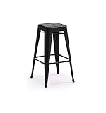 Acero Lacado Taburete Tolix. Taburete alto. Asiento alto para mesa de cóctel. Taburetes para cafeterías, bares, discotecas, terrazas y locales de eventos. (Negro)