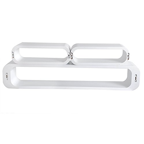 WOLTU RG9230ws-1 Wandregal 3er Set Bücherregal Hängeregal Regale Büroregal Holz CD Buch Lounge Design Retro Weiß - 5