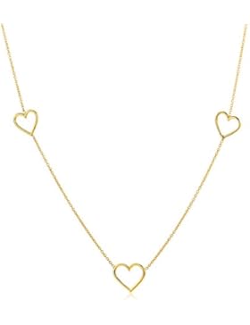 Miore Damen Gelbgold Herz Halskette 14KT (585) von 42 cm Goldkette
