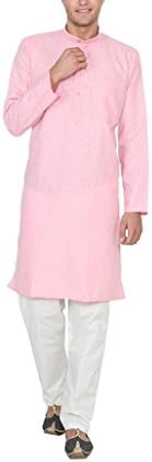 Indian Traditional Mens Linen Cotton Kurta Pyjama Set