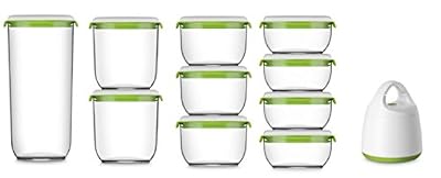 FOSA STARTER Kit pour la Mise Sous Vide, la conservation et la préparation culinaire, 4 Contenants 600 ml, 3 Contenants 850 ml, 2 Contenants 1350 ml et 1 Contenant de 2850 ml