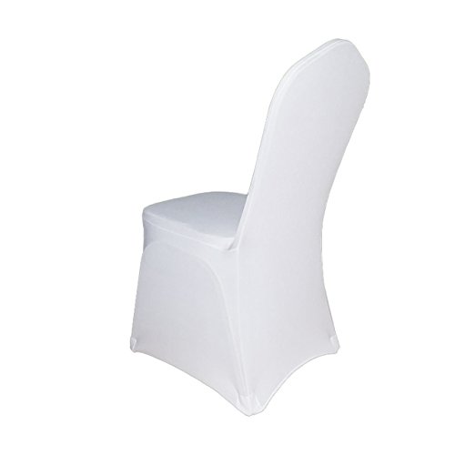 Stuhlhusse Stretch Universal Stuhlüberzug Stuhlbezug weiss mit Ausschnitt - 5