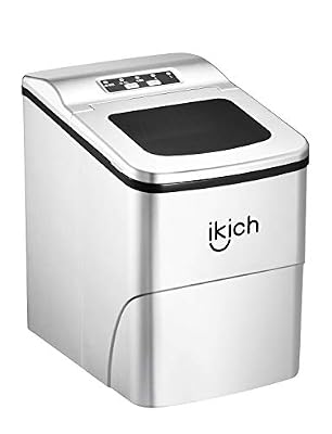 IKICH Machine a Glacons au Comptoir IKICH, Glace en 6 Min, 26 lbs/12 kg en 24 Hrs, Réservoir de 2L, 150W, Installation Non Nécessaire, Machine à Glace Electrique Compacte et Portative, calme moins de 45dB