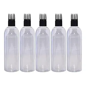 Zenvista Empty Cosmetic Containers For Shampoo Bottle, Hair Oil Bottle, Sanitizer Bottle With Applicator Cap/Dispenser, Lotion Pump Bottle Transparent-100ml (Pack Of 5)