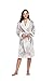 Produktbild Damen Bademantel Grau Pink Plaids Fleece Soft Robe Morgenmantel Weich und Super Flauschig Saunamantel (S/M)